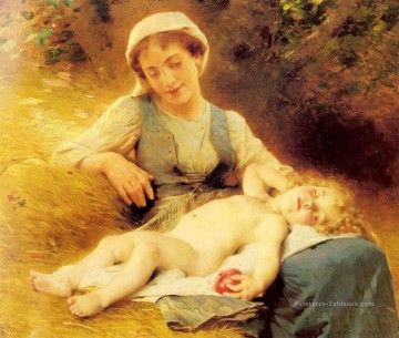  enfant - Une mère avec son enfant endormi Léon Bazile Perrault